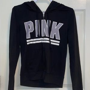 Pink Black Zip-Up Hoodie